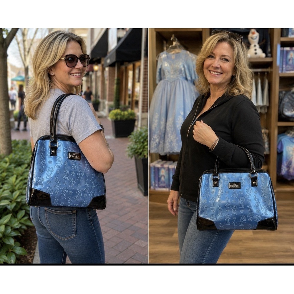 Loungefly Disney Elsa Frozen Barrel Bag  Dark Blue  with Elsa, Anna, Olaf
